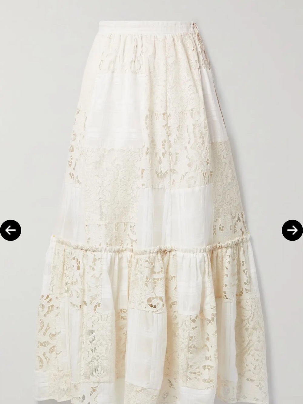 Zimmerman Andie Patchwork Cotton Blend Midi Maxi Skirt in Cream